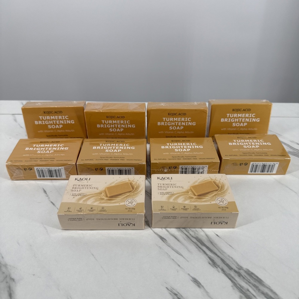 NEW Kojic Acid Kaoli Turmeric Brightening Soap Vitamin C 10ct 3.5oz AlphaArbutin